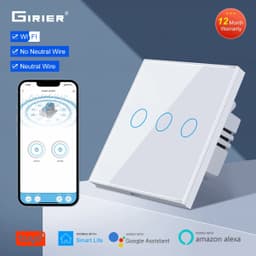 image-Wifi Wall Touch Switch EU No Neutral Wire Required Smart Light Switch 1 2 3 Gang 220V Tuya Smart Home Support Alexa Google Home