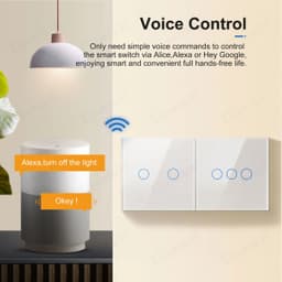 image-Wifi Wall Touch Switch EU No Neutral Wire Required Smart Light Switch 1 2 3 Gang 220V Tuya Smart Home Support Alexa Google Home