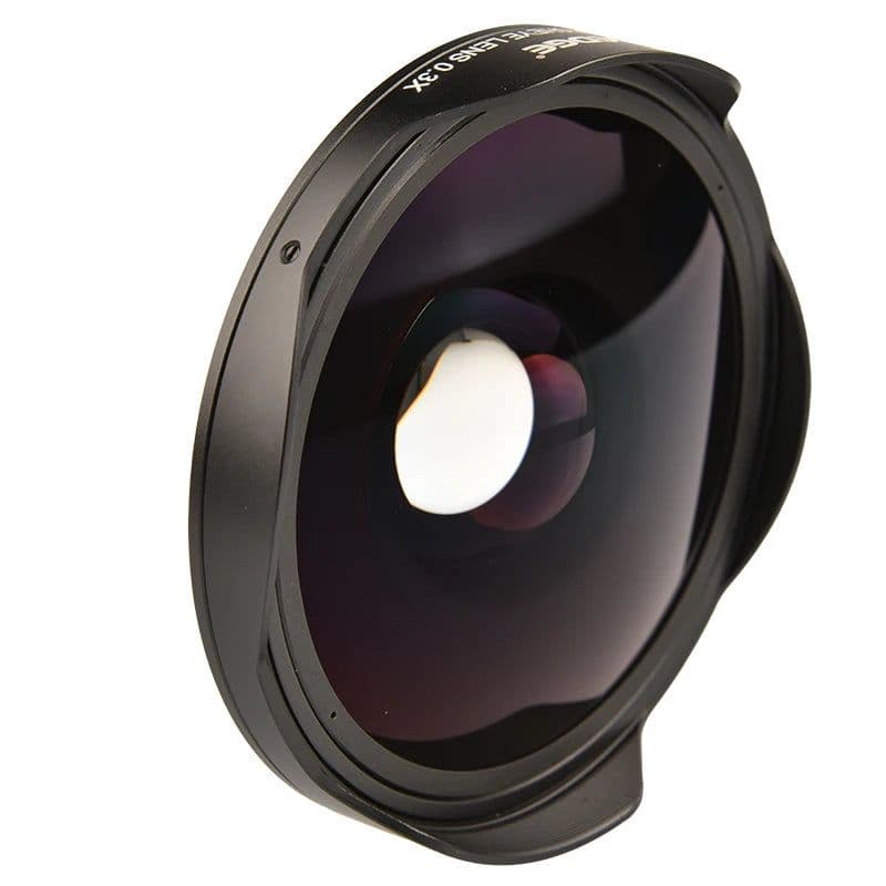 image-VELEDGE Ultra Fisheye Lens Adapter 37MM/43MM 0.3X HD Fisheye Wide Lens Adapter with Hood Only for Video Cameras Camcorders