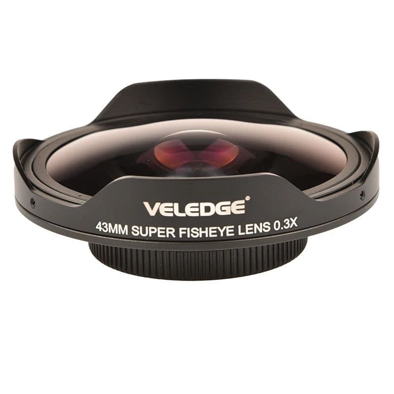 image-VELEDGE Ultra Fisheye Lens Adapter 37MM/43MM 0.3X HD Fisheye Wide Lens Adapter with Hood Only for Video Cameras Camcorders