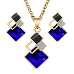 image-Fashion Crystal Pendants Necklace Earrings Sets for Women Jewelry Set Bridal Wedding Choker Necklace Set