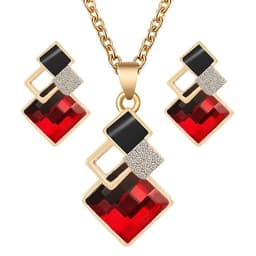 image-Fashion Crystal Pendants Necklace Earrings Sets for Women Jewelry Set Bridal Wedding Choker Necklace Set