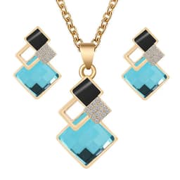 image-Fashion Crystal Pendants Necklace Earrings Sets for Women Jewelry Set Bridal Wedding Choker Necklace Set