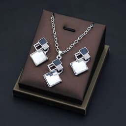 image-Fashion Crystal Pendants Necklace Earrings Sets for Women Jewelry Set Bridal Wedding Choker Necklace Set