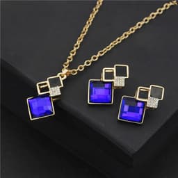 image-Fashion Crystal Pendants Necklace Earrings Sets for Women Jewelry Set Bridal Wedding Choker Necklace Set