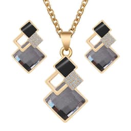 image-Fashion Crystal Pendants Necklace Earrings Sets for Women Jewelry Set Bridal Wedding Choker Necklace Set