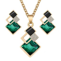image-Fashion Crystal Pendants Necklace Earrings Sets for Women Jewelry Set Bridal Wedding Choker Necklace Set