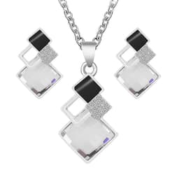 image-Fashion Crystal Pendants Necklace Earrings Sets for Women Jewelry Set Bridal Wedding Choker Necklace Set