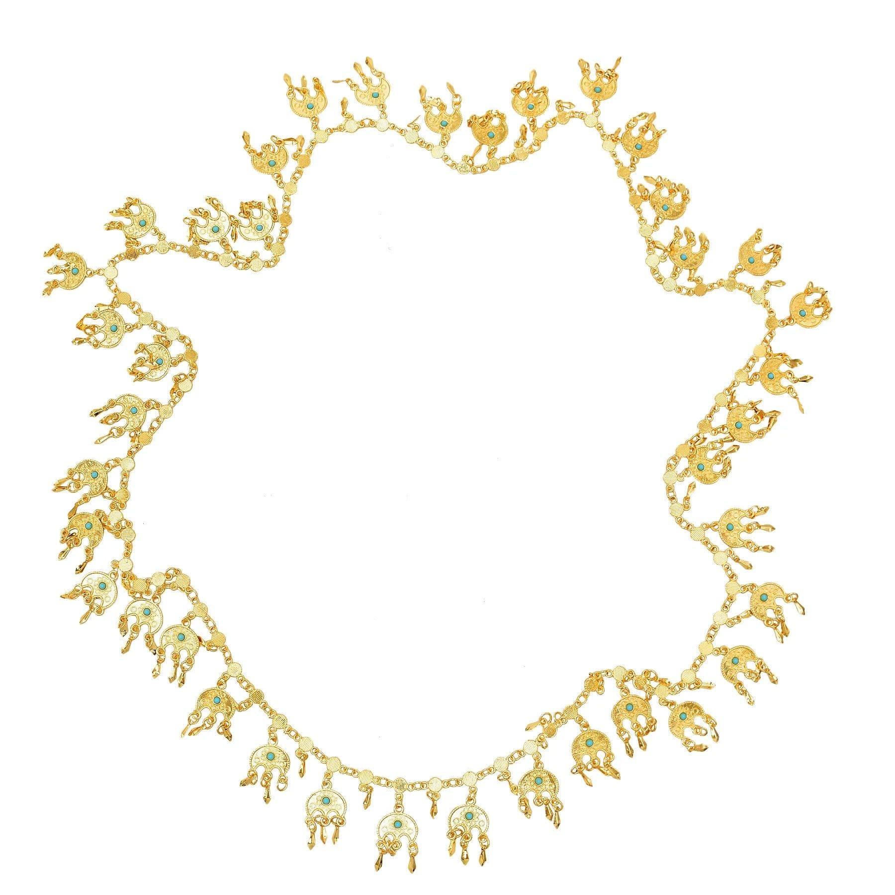 image-Gold Plated Coins Leaf Tassel Body Chains Kurd Kortek Afghan Ethnic India Thailand Bride Wedding Party Body Jewelry Accessories