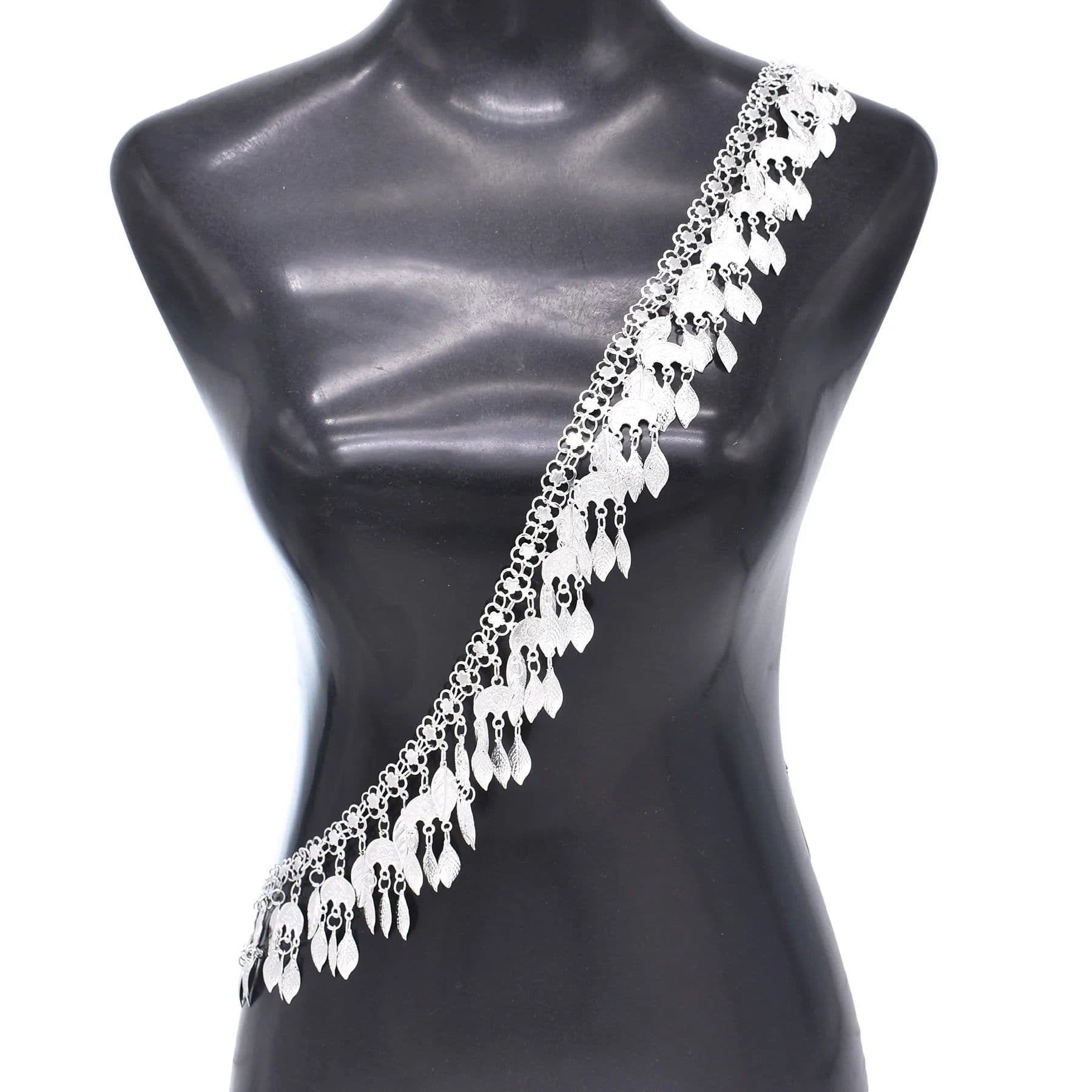 image-Gold Plated Coins Leaf Tassel Body Chains Kurd Kortek Afghan Ethnic India Thailand Bride Wedding Party Body Jewelry Accessories