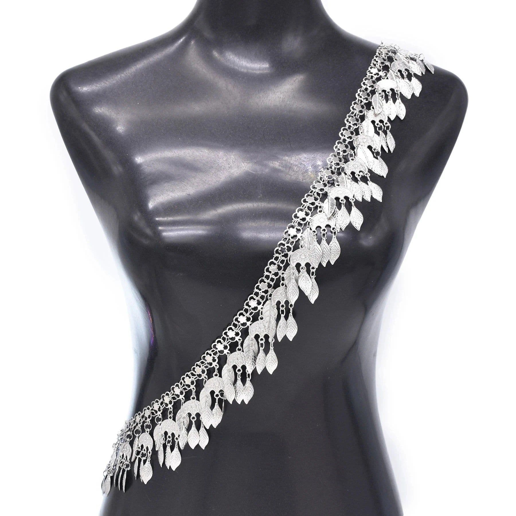 image-Gold Plated Coins Leaf Tassel Body Chains Kurd Kortek Afghan Ethnic India Thailand Bride Wedding Party Body Jewelry Accessories