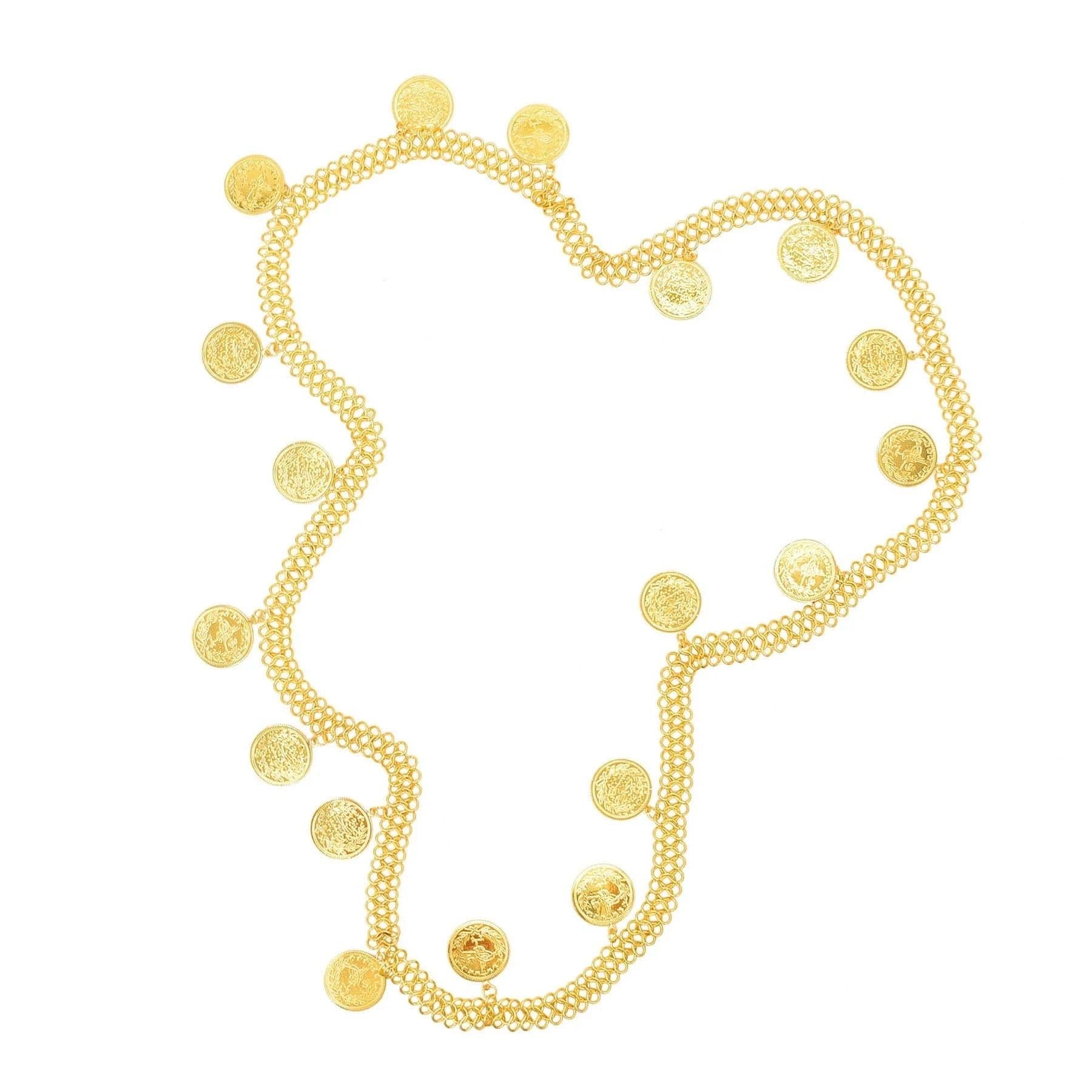 image-Gold Plated Coins Leaf Tassel Body Chains Kurd Kortek Afghan Ethnic India Thailand Bride Wedding Party Body Jewelry Accessories