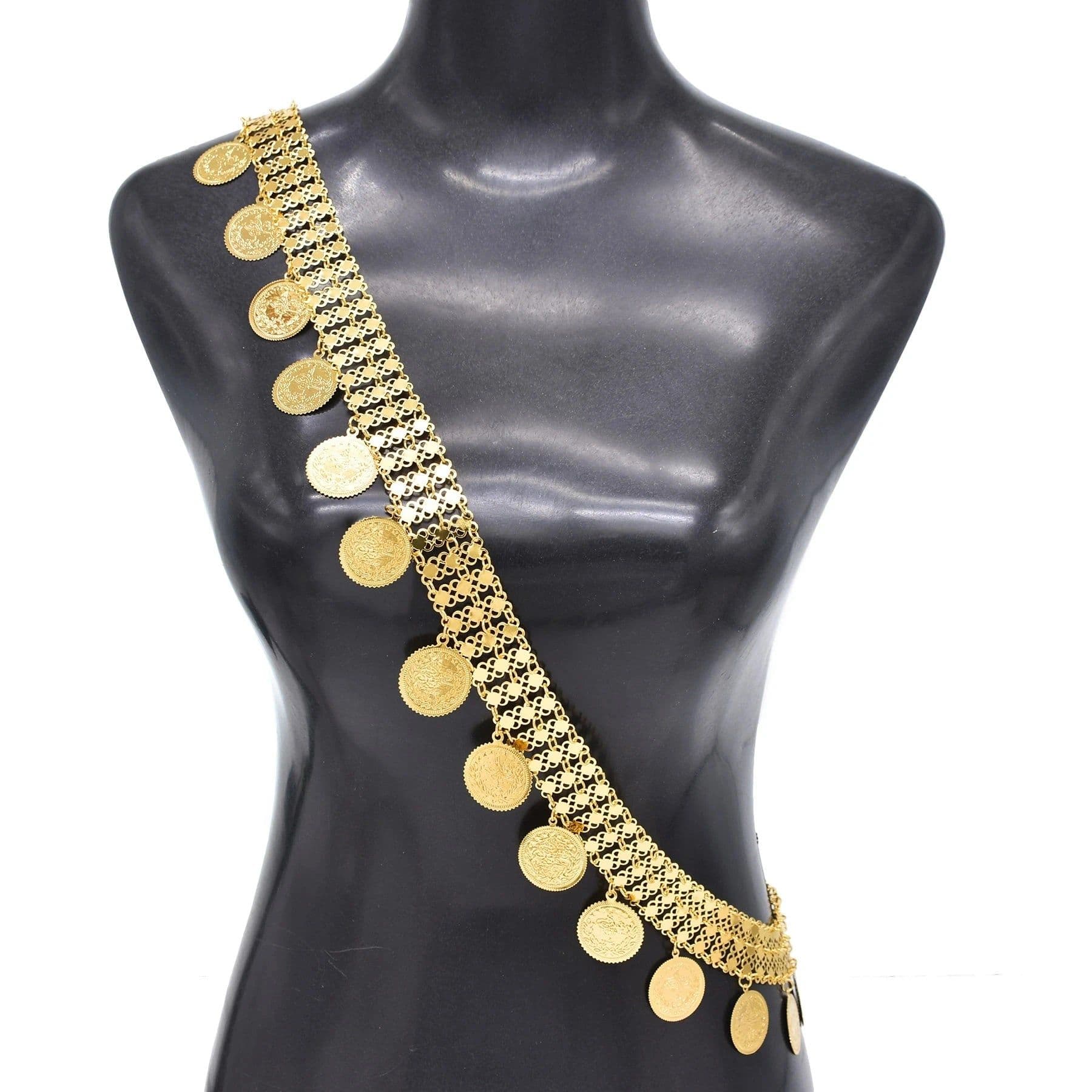 image-Gold Plated Coins Leaf Tassel Body Chains Kurd Kortek Afghan Ethnic India Thailand Bride Wedding Party Body Jewelry Accessories