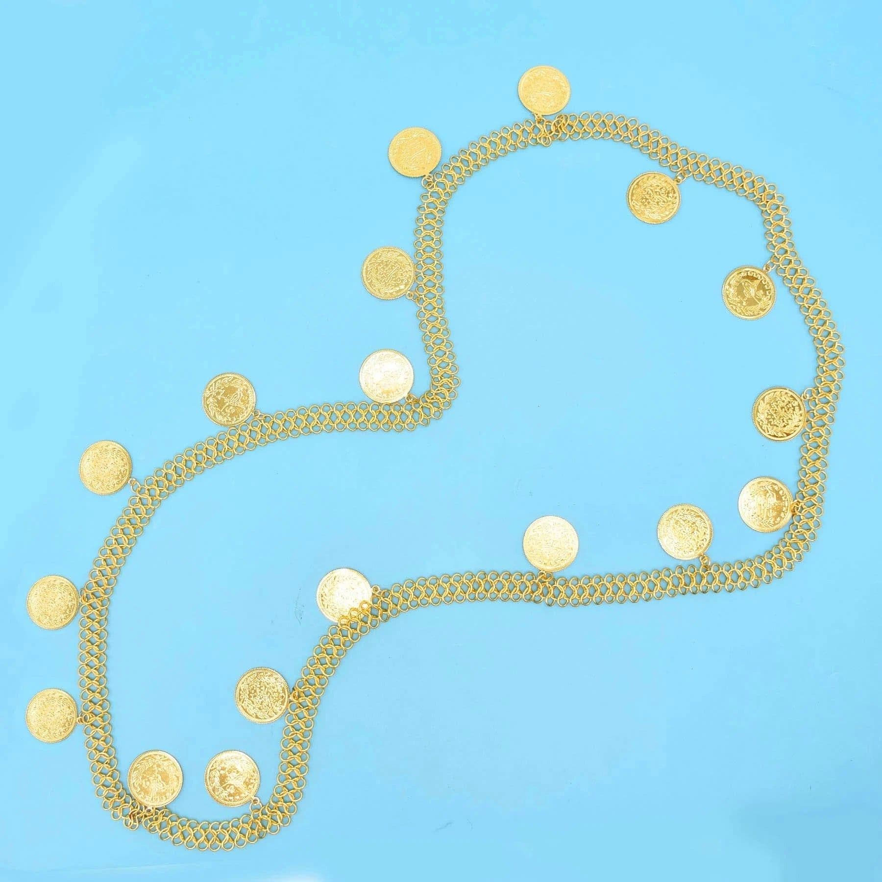 image-Gold Plated Coins Leaf Tassel Body Chains Kurd Kortek Afghan Ethnic India Thailand Bride Wedding Party Body Jewelry Accessories