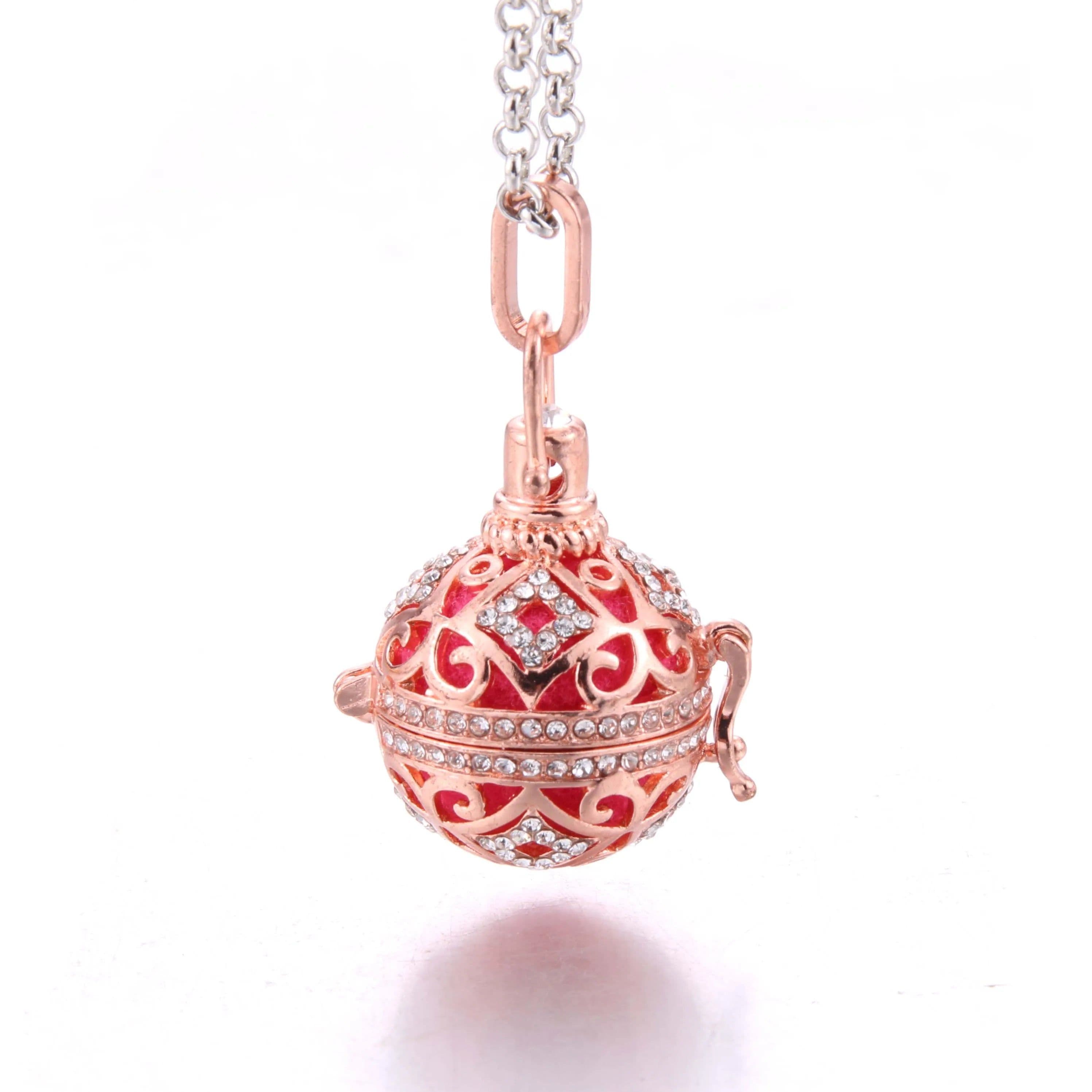 image-Women Aromatherapy perfume Essential Oil Diffuser Locket Hollow Cage Aroma Diffuser Locket Pendants For Making Jewelry DIY