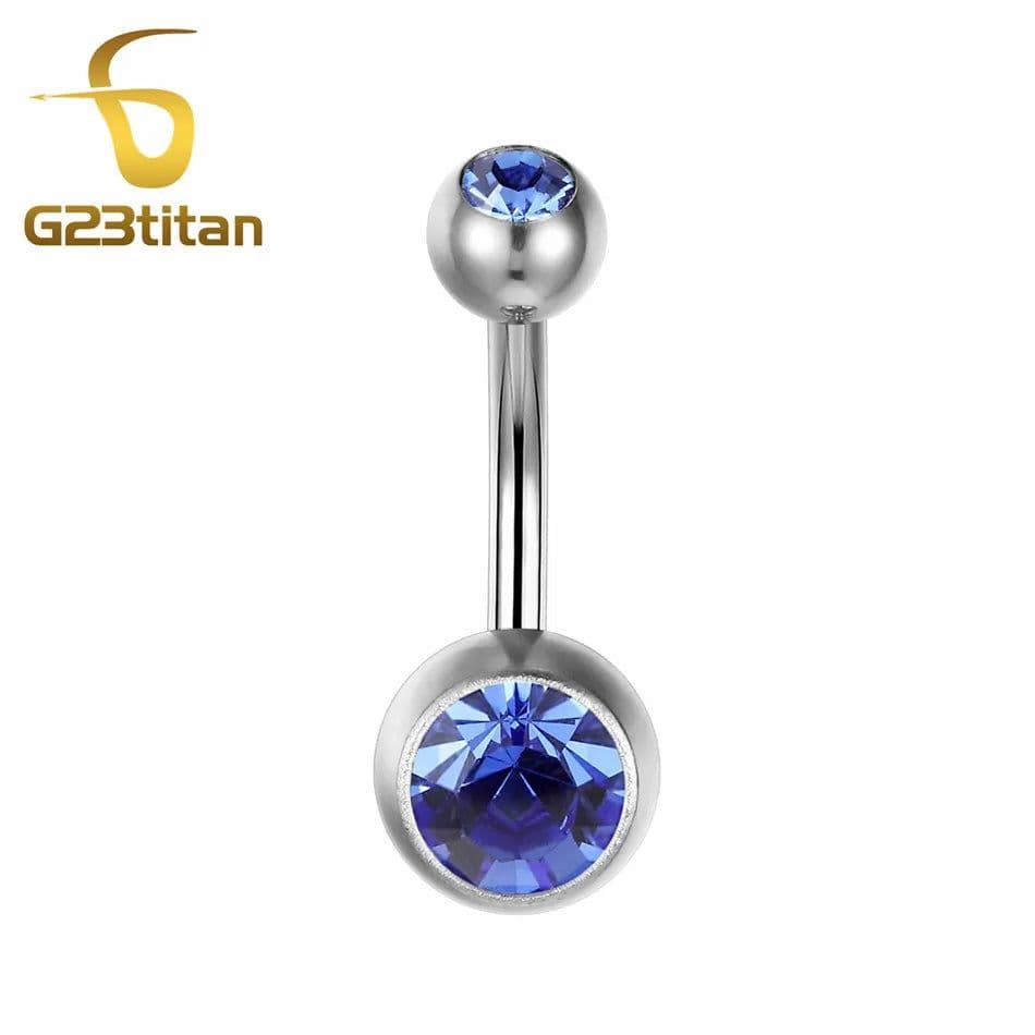 image-G23titan 15 Colors Medical Titanium Zirconia Navel Piercing Barbell Surgical Steel Belly Button Rings Top Quality Body Jewelry