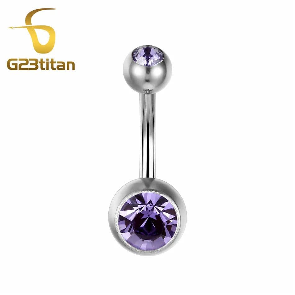 image-G23titan 15 Colors Medical Titanium Zirconia Navel Piercing Barbell Surgical Steel Belly Button Rings Top Quality Body Jewelry