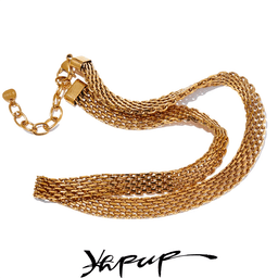 image-Yhpup Waterproof Stainless Steel Metal Cuban Chain Wide Neck Necklace Gold Silver Color Trendy Texture Statement Jewelry Gift
