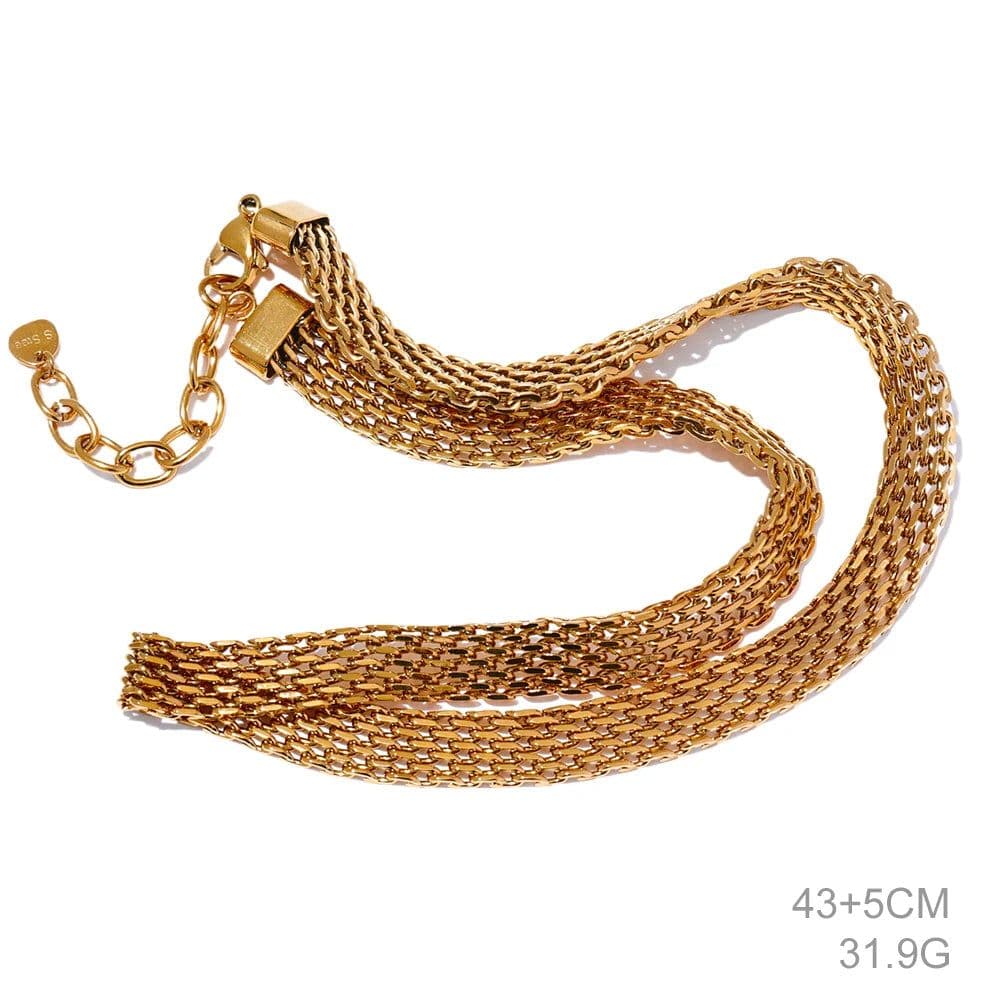 image-Yhpup Waterproof Stainless Steel Metal Cuban Chain Wide Neck Necklace Gold Silver Color Trendy Texture Statement Jewelry Gift