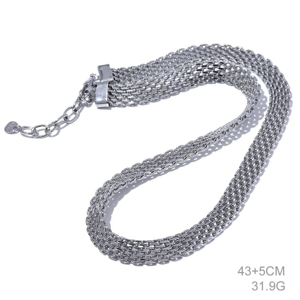 image-Yhpup Waterproof Stainless Steel Metal Cuban Chain Wide Neck Necklace Gold Silver Color Trendy Texture Statement Jewelry Gift
