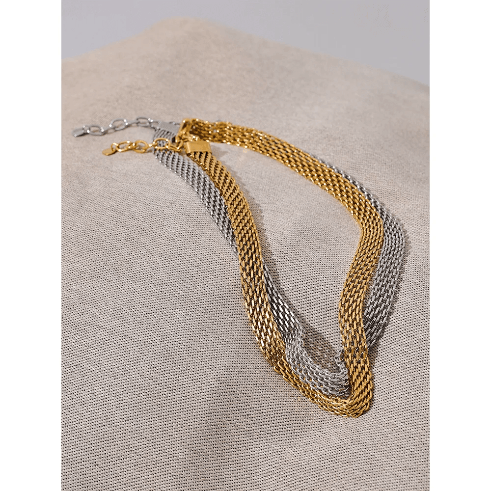 image-Yhpup Waterproof Stainless Steel Metal Cuban Chain Wide Neck Necklace Gold Silver Color Trendy Texture Statement Jewelry Gift
