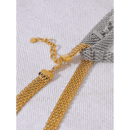 image-Yhpup Waterproof Stainless Steel Metal Cuban Chain Wide Neck Necklace Gold Silver Color Trendy Texture Statement Jewelry Gift
