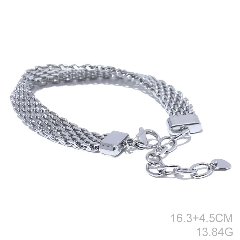image-Yhpup Waterproof Stainless Steel Metal Cuban Chain Wide Neck Necklace Gold Silver Color Trendy Texture Statement Jewelry Gift