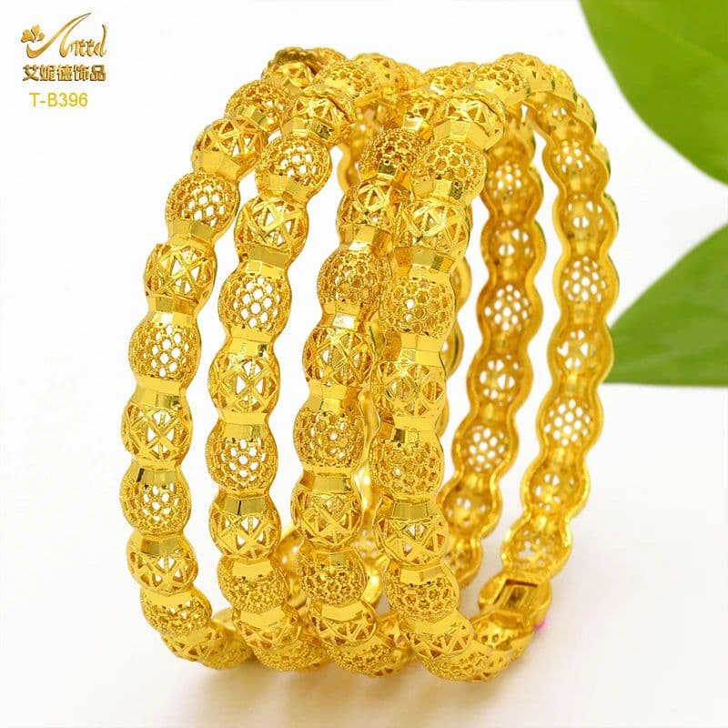 image-ANIID Dubai 24K Gold Color Bracelets For Women Luxury Jewelry Designers Indian Bangles African Arabic Wholesale Wedding Bridal