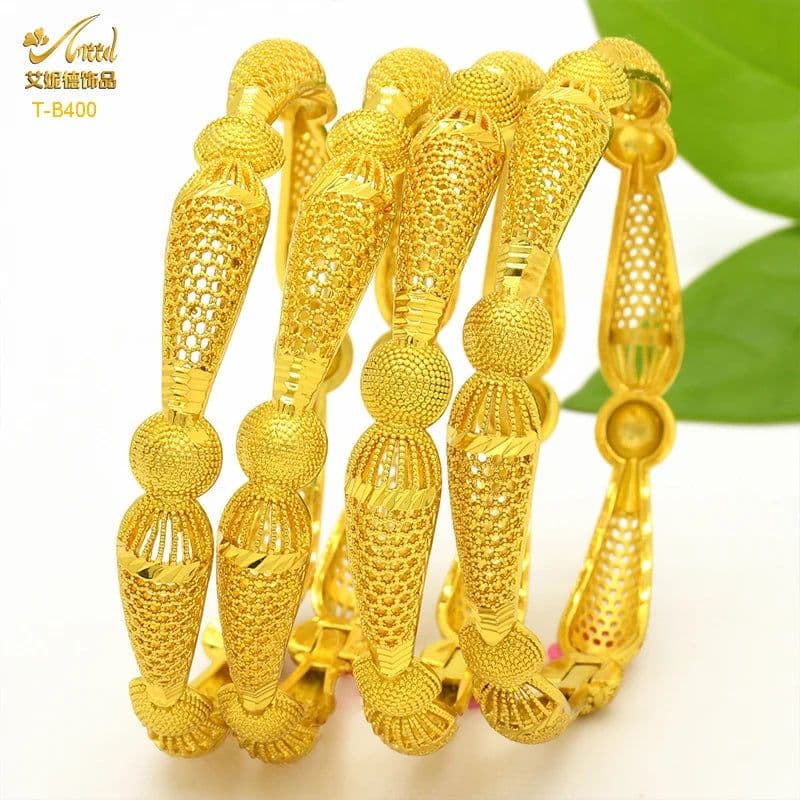 image-ANIID Dubai 24K Gold Color Bracelets For Women Luxury Jewelry Designers Indian Bangles African Arabic Wholesale Wedding Bridal