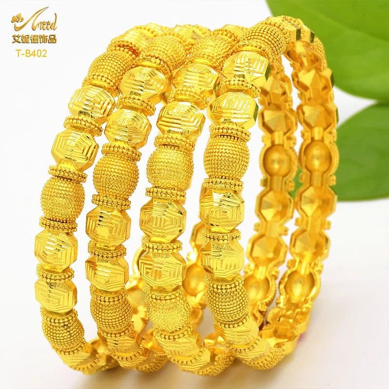 image-ANIID Dubai 24K Gold Color Bracelets For Women Luxury Jewelry Designers Indian Bangles African Arabic Wholesale Wedding Bridal