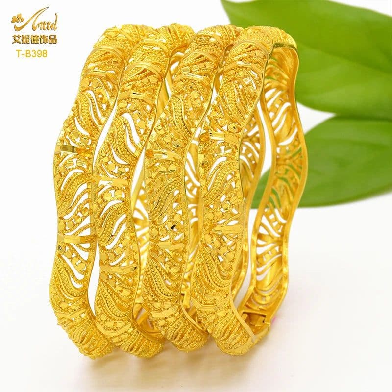 image-ANIID Dubai 24K Gold Color Bracelets For Women Luxury Jewelry Designers Indian Bangles African Arabic Wholesale Wedding Bridal