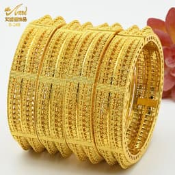 image-ANIID Dubai 24K Gold Color Bracelets For Women Luxury Jewelry Designers Indian Bangles African Arabic Wholesale Wedding Bridal