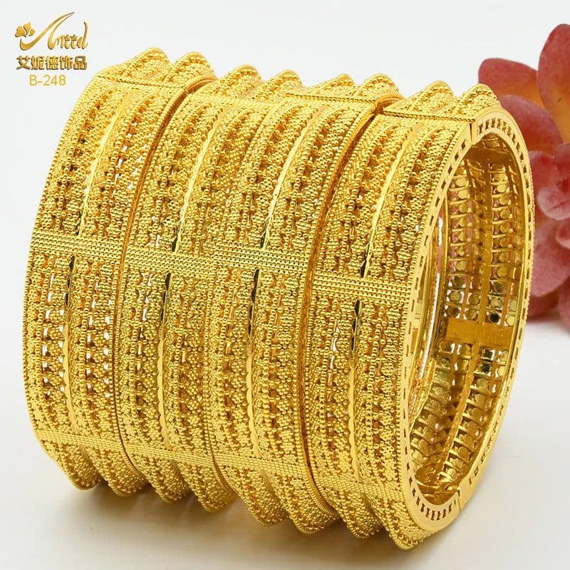 image-ANIID Dubai 24K Gold Color Bracelets For Women Luxury Jewelry Designers Indian Bangles African Arabic Wholesale Wedding Bridal