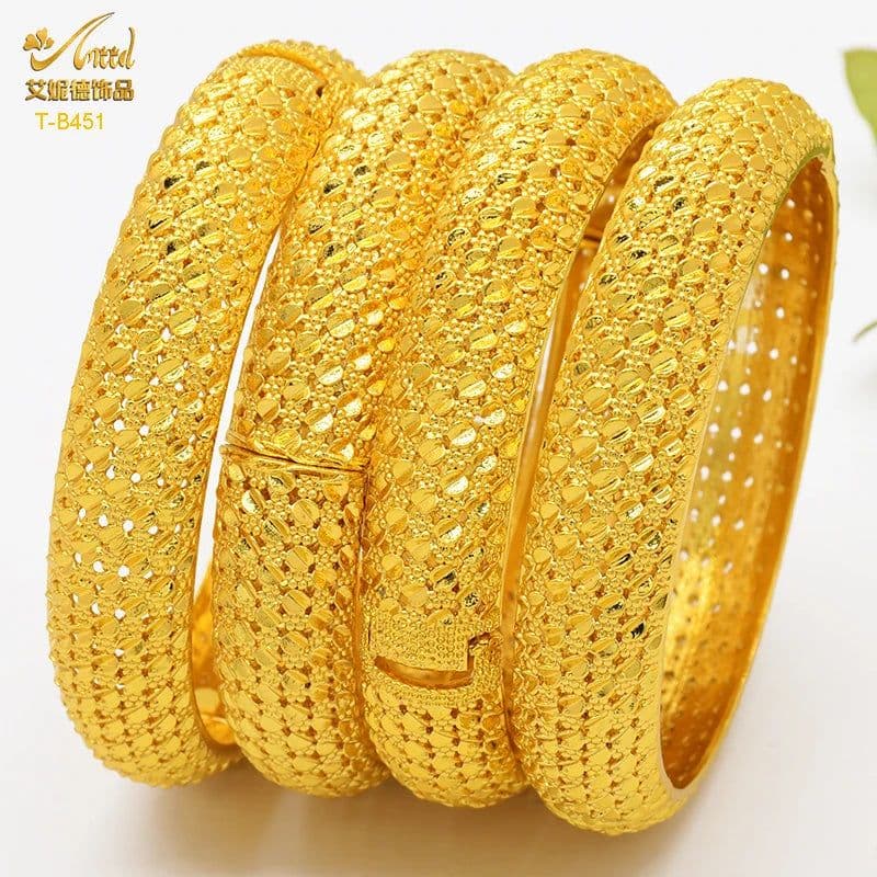 image-ANIID Dubai 24K Gold Color Bracelets For Women Luxury Jewelry Designers Indian Bangles African Arabic Wholesale Wedding Bridal