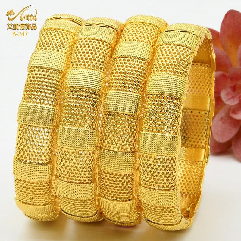 image-ANIID Dubai 24K Gold Color Bracelets For Women Luxury Jewelry Designers Indian Bangles African Arabic Wholesale Wedding Bridal