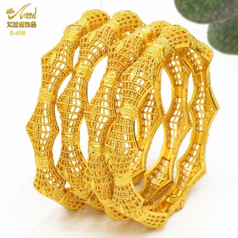 image-ANIID Dubai 24K Gold Color Bracelets For Women Luxury Jewelry Designers Indian Bangles African Arabic Wholesale Wedding Bridal