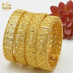 image-ANIID Dubai 24K Gold Color Bracelets For Women Luxury Jewelry Designers Indian Bangles African Arabic Wholesale Wedding Bridal
