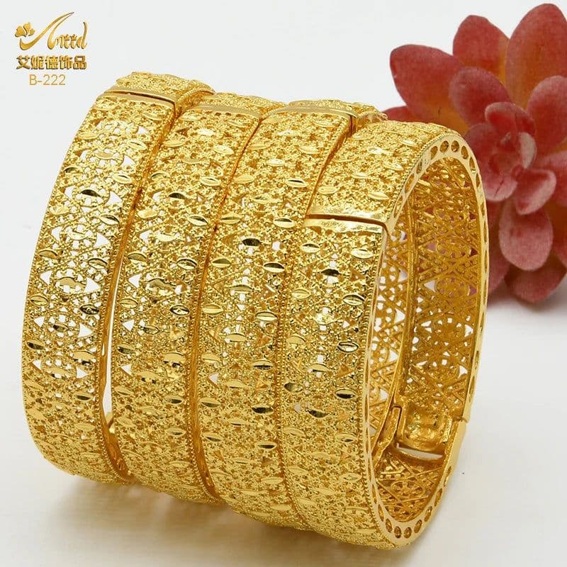 image-ANIID Dubai 24K Gold Color Bracelets For Women Luxury Jewelry Designers Indian Bangles African Arabic Wholesale Wedding Bridal