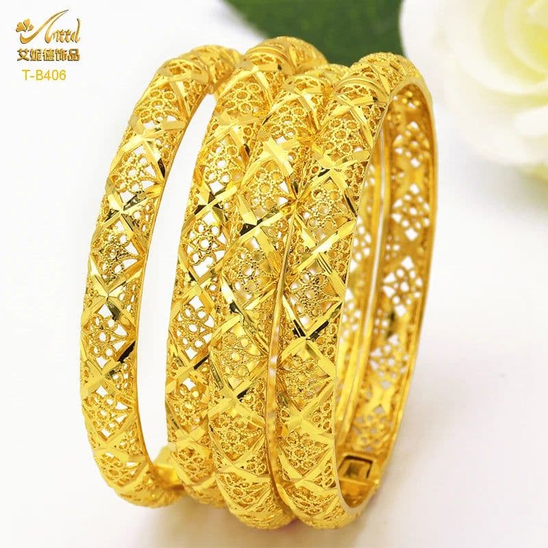 image-ANIID Dubai 24K Gold Color Bracelets For Women Luxury Jewelry Designers Indian Bangles African Arabic Wholesale Wedding Bridal