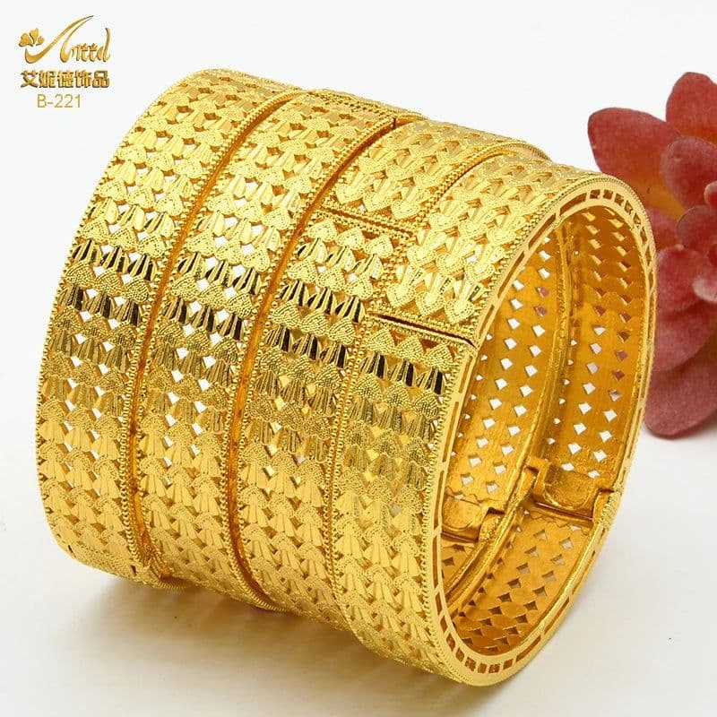 image-ANIID Dubai 24K Gold Color Bracelets For Women Luxury Jewelry Designers Indian Bangles African Arabic Wholesale Wedding Bridal