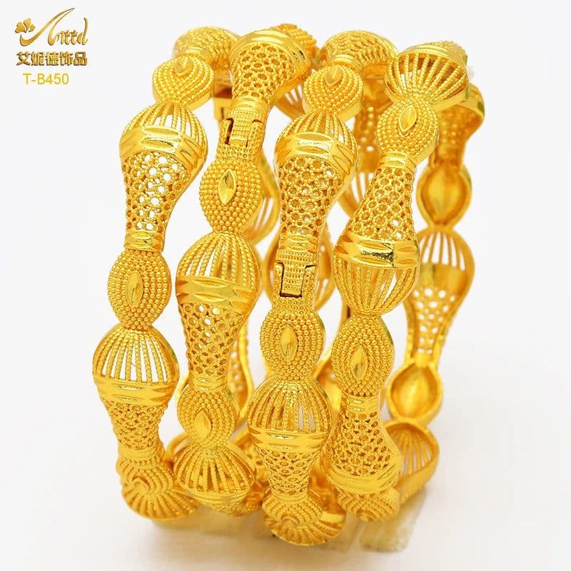 image-ANIID Dubai 24K Gold Color Bracelets For Women Luxury Jewelry Designers Indian Bangles African Arabic Wholesale Wedding Bridal