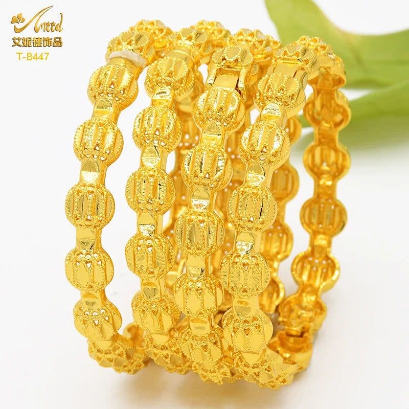 image-ANIID Dubai 24K Gold Color Bracelets For Women Luxury Jewelry Designers Indian Bangles African Arabic Wholesale Wedding Bridal