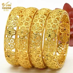 image-ANIID Dubai 24K Gold Color Bracelets For Women Luxury Jewelry Designers Indian Bangles African Arabic Wholesale Wedding Bridal