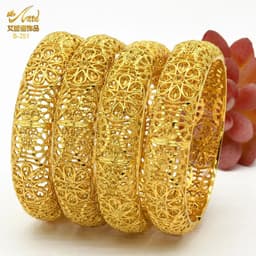 image-ANIID Dubai 24K Gold Color Bracelets For Women Luxury Jewelry Designers Indian Bangles African Arabic Wholesale Wedding Bridal