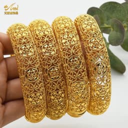 image-ANIID Dubai 24K Gold Color Bracelets For Women Luxury Jewelry Designers Indian Bangles African Arabic Wholesale Wedding Bridal
