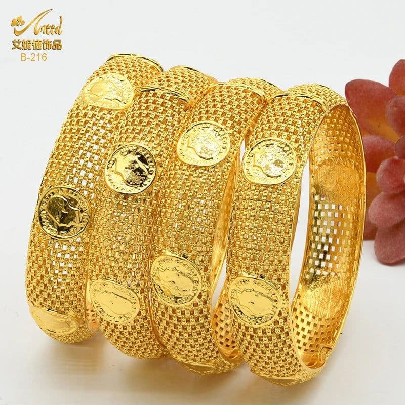 image-ANIID Dubai 24K Gold Color Bracelets For Women Luxury Jewelry Designers Indian Bangles African Arabic Wholesale Wedding Bridal
