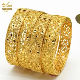 image-ANIID Dubai 24K Gold Color Bracelets For Women Luxury Jewelry Designers Indian Bangles African Arabic Wholesale Wedding Bridal