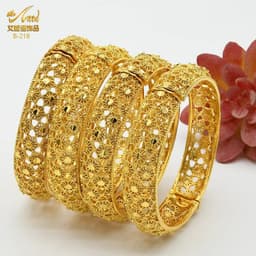 image-ANIID Dubai 24K Gold Color Bracelets For Women Luxury Jewelry Designers Indian Bangles African Arabic Wholesale Wedding Bridal