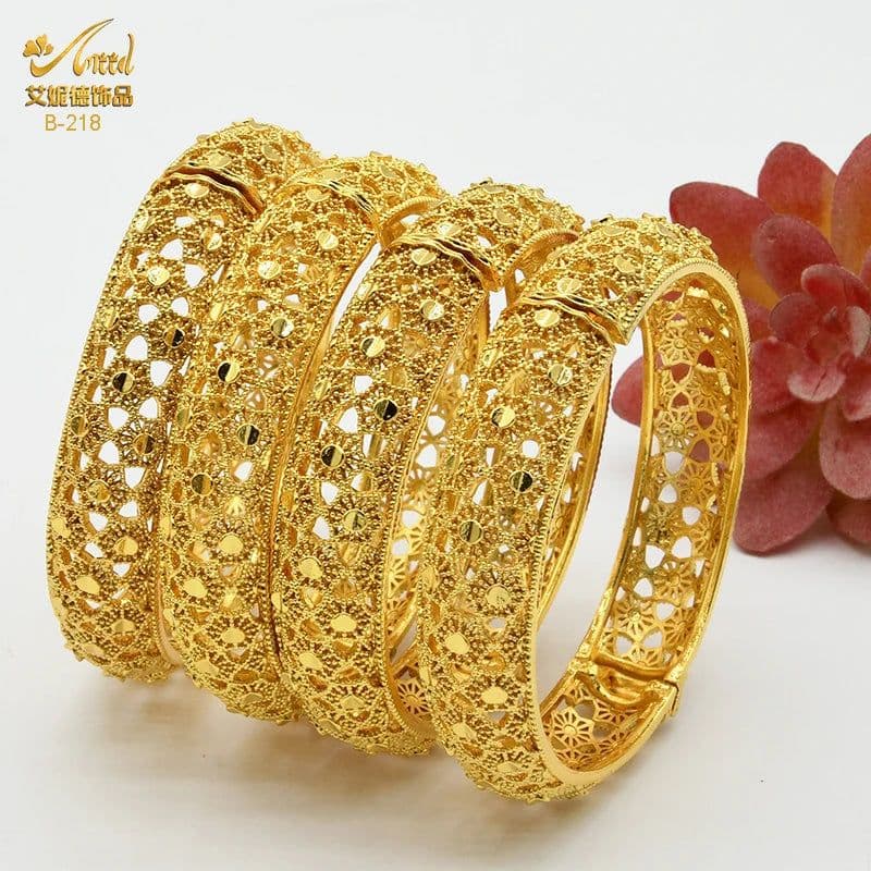 image-ANIID Dubai 24K Gold Color Bracelets For Women Luxury Jewelry Designers Indian Bangles African Arabic Wholesale Wedding Bridal
