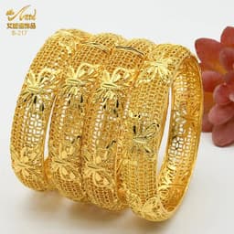 image-ANIID Dubai 24K Gold Color Bracelets For Women Luxury Jewelry Designers Indian Bangles African Arabic Wholesale Wedding Bridal